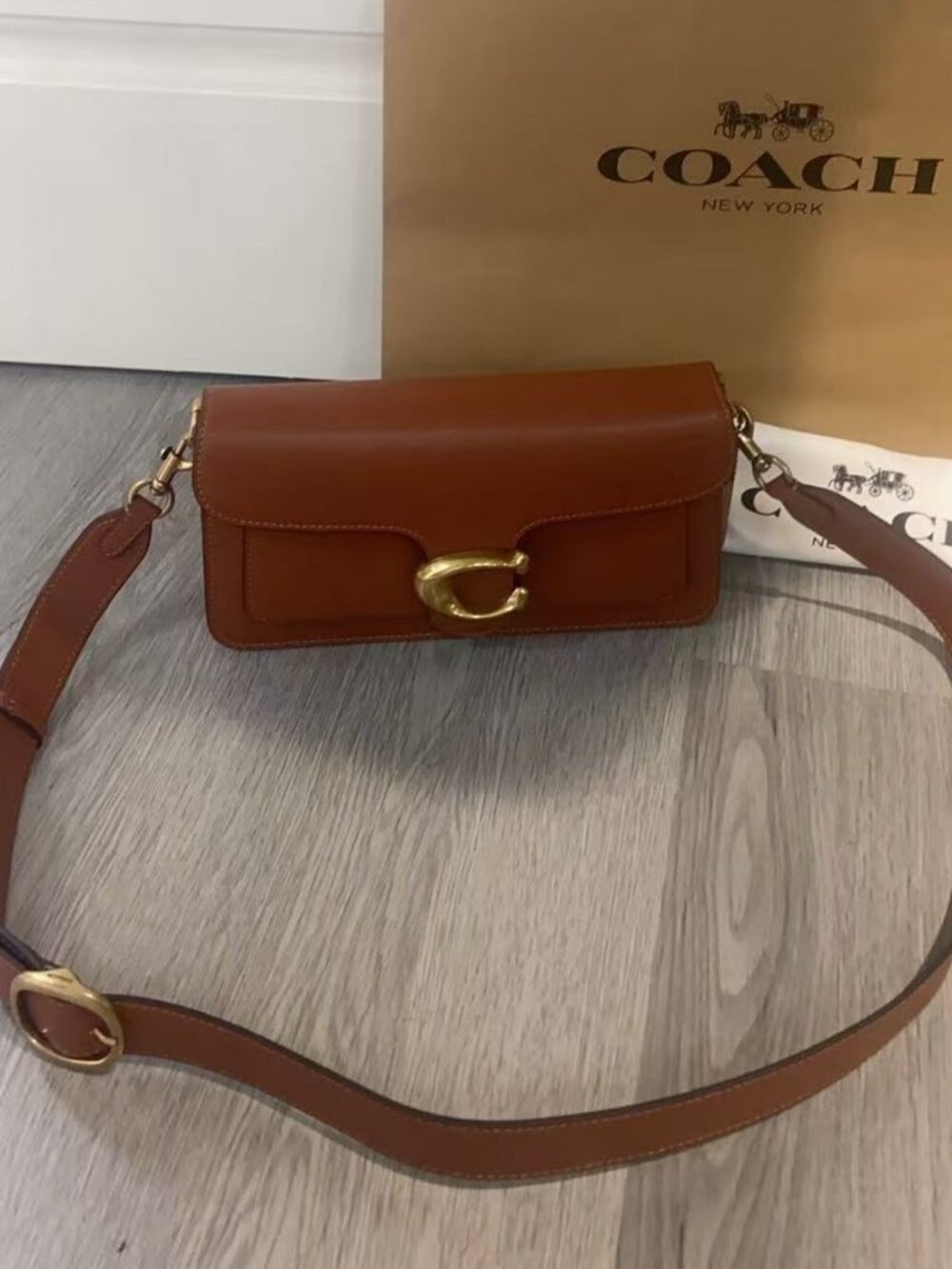 Coach Leather Tabby Crossbody in Saddle Brown with Gold Hardware